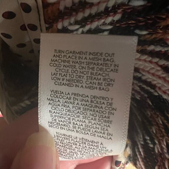 CAbi SZ M Women’s Regency Coat Belted Tweed Noble Plaid Wool Blend Fringe Hem - Picture 9 of 11